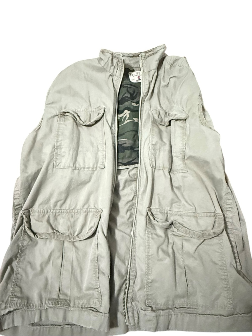 Red Head Brand Co Mens Utility Field Vest Tan Khaki Camo Lined Cargo‎ Pockets L